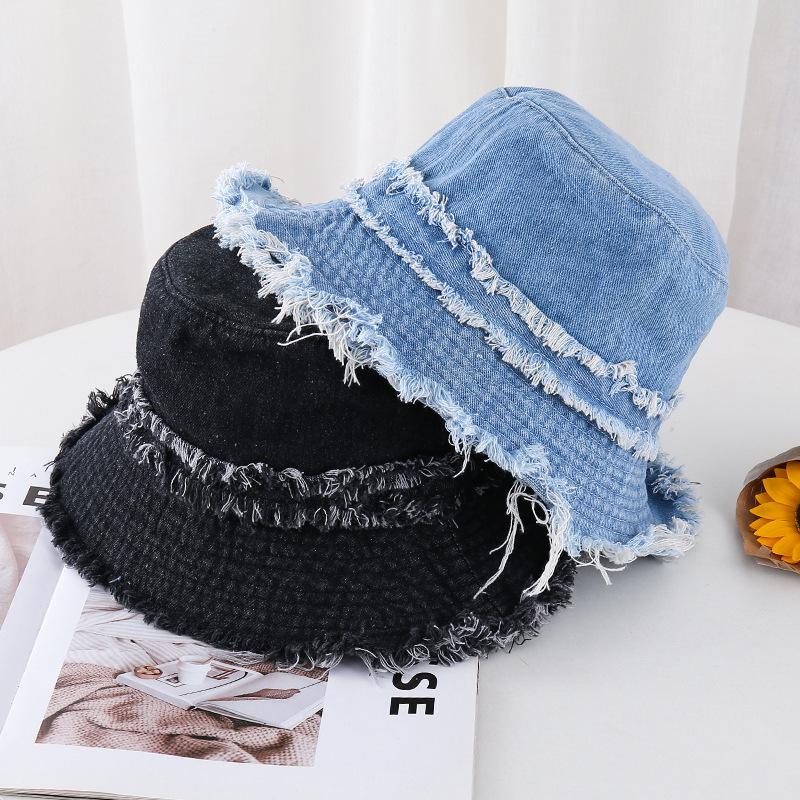 New Japan Style Washed Denim Bucket Hat For Women Summer Autumn Wide Brim With Tassel Casual Best Matched Fisherman Cap Gift