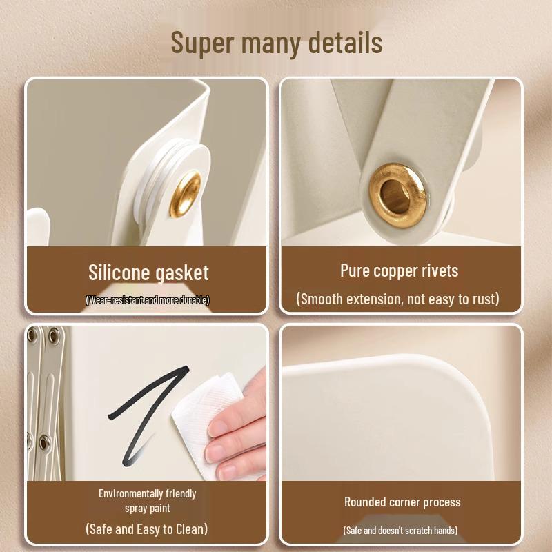 Integrated Desktop Book and Pen Holder Rack with Folding Bookends for Students