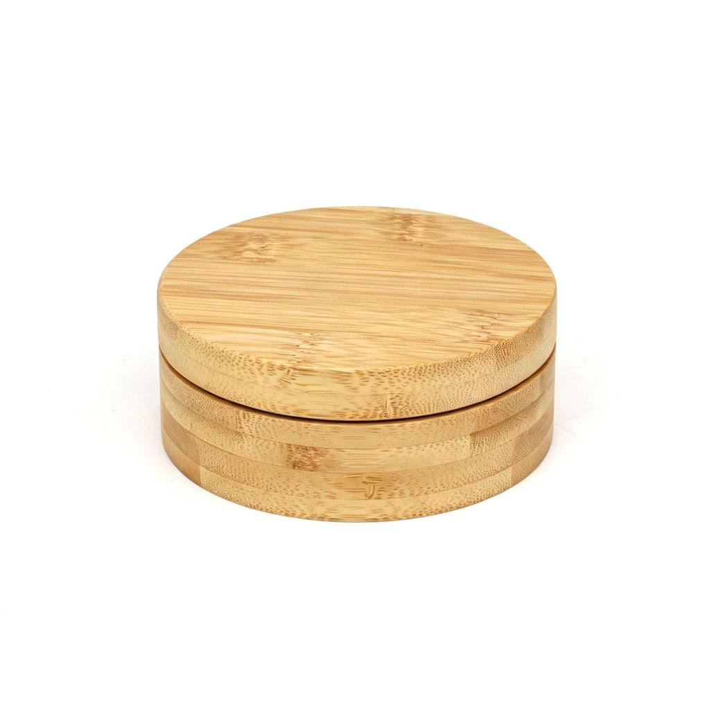 Kosmetikdose mit Bambus-Holzmaserung - Gesichtscreme & Proben-Spenderflasche mit Aluminiumbox