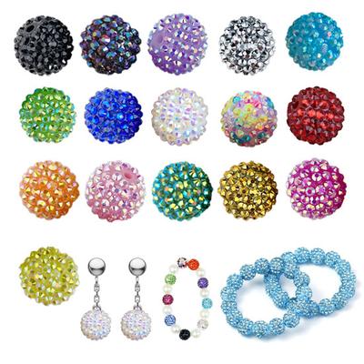 10Pcs 20mm Large Hole Beads Sparkling Rhinestone Colorful Jewelry Beads DIY Jewelry Making Pens Keychains Necklaces Round Sparkling
