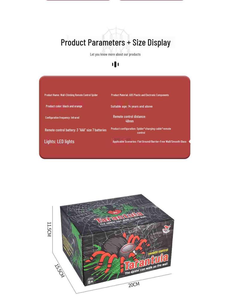 FY878 Wall-Climbing Spider RC Stunt Car with Lights - Halloween & Christmas Toy Gift