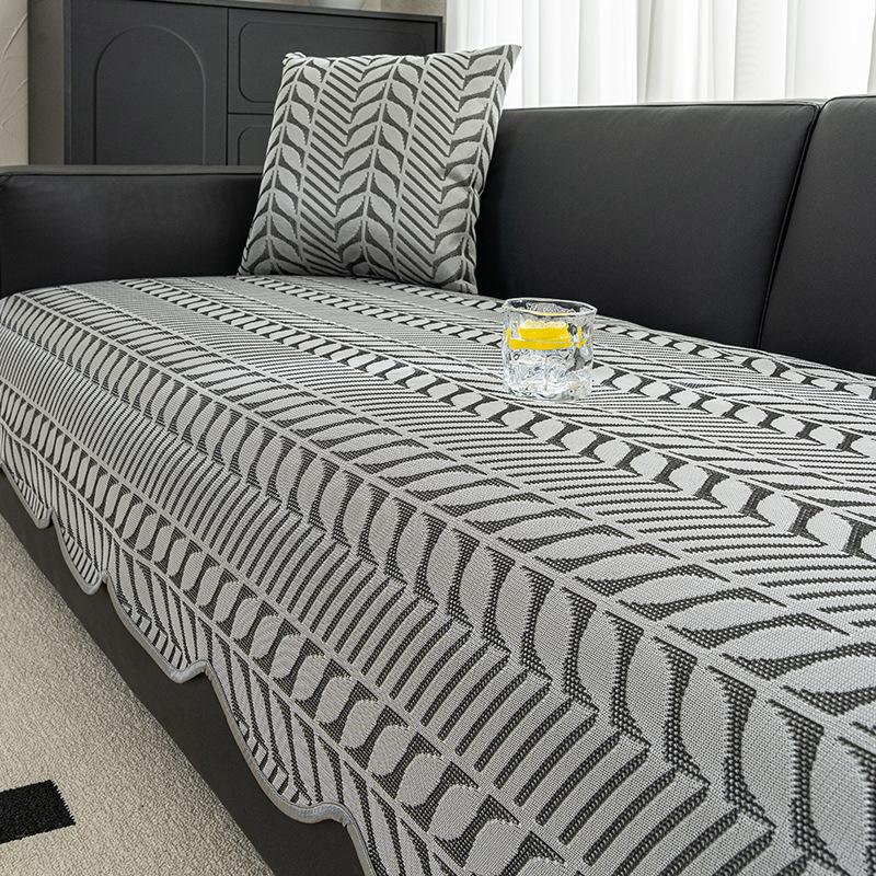 New Straight Row Sofa Cushion Summer Ice Silk One Piece Fixed Non-Slip Special-Shaped Irregular Leather Sofa Cover