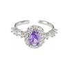 Exquisite Purple Enamel Zircon Four-Pointed Star Love Opening Ring Niche Stacking Wearing Colored Treasure High-Sense Ring