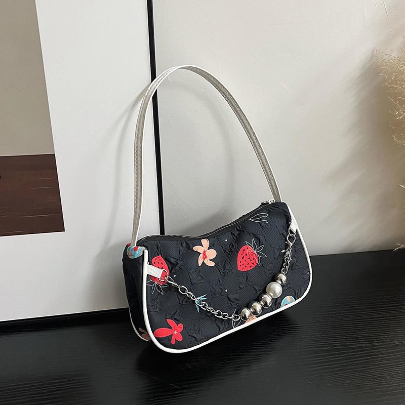 

Весенняя новая модная сумка подмышку с принтом 2024 года, трендовая свежая простая легкая корейская версия персонализированной повседневной сумки на плечо