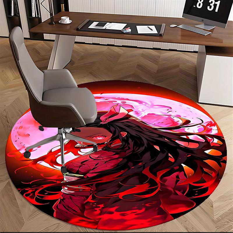 Anime Character Chair Mat - Round Carpet for Home Decor, Office Use, Bedroom & Living Room Gift0424b