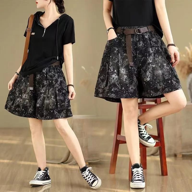 Shorts Pants Jeans Women Summer Cotton Loose Casual Wide Leg Pants Shorts