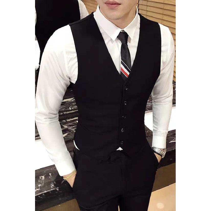 

Four Seasons New Men s Slim Fit Casual Vest Groomsman Professional Attire Workwear Vest 5XL чёрный