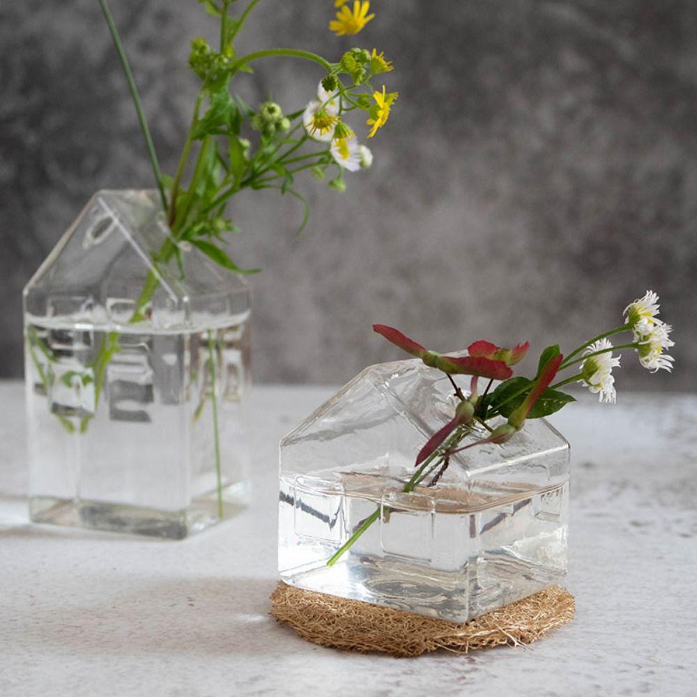 Polished House Glass Vase Glass Art Hydroponic Vase Ornament  Wedding Decor