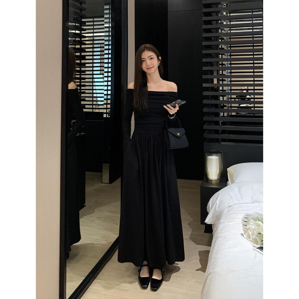 2023 Luxury One-Shoulder White Long-Sleeve Autumn Dress for Women