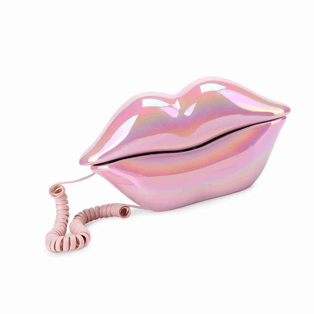 Electroplating Pink Funny Lip Telephone WX‑3016 Fashionable Number Storage Function