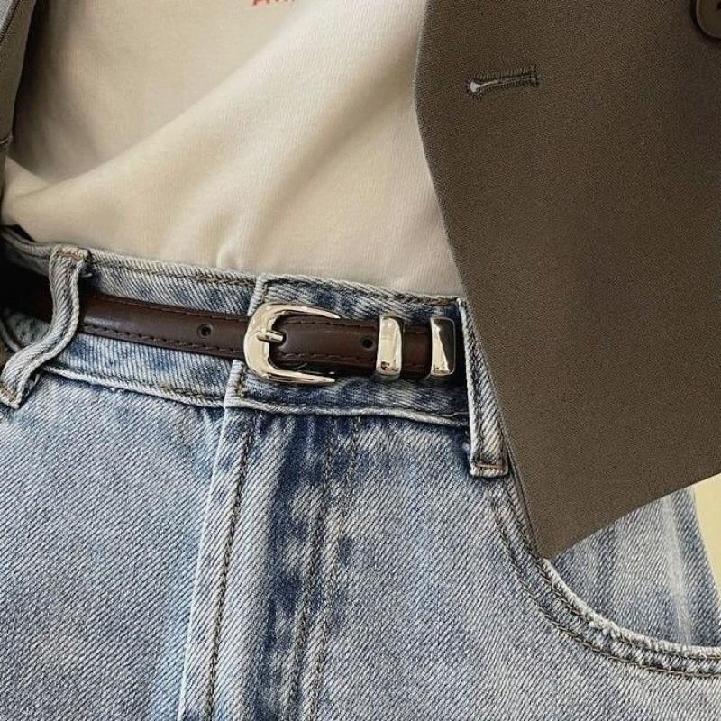 Chic Minimalist Womens Belt With Silver Metal Circle Buckle Perfect For Outfits