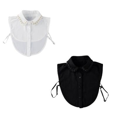 Jeweled Half Shirt False Collar Beaded Rhinestones Spread Lapel Pearls Art Collar Sweet Shawl False Decorative Shawl