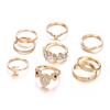 9 unidades/conjunto boêmio feminino lua coroa strass junta midi anel de dedo joias