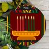 Happy Kwanzaa African American Festivals Wooden Sign - Classic Round Sign for Front Door, Wall Hanging Decor - Ideal Kwanzaa Decoration