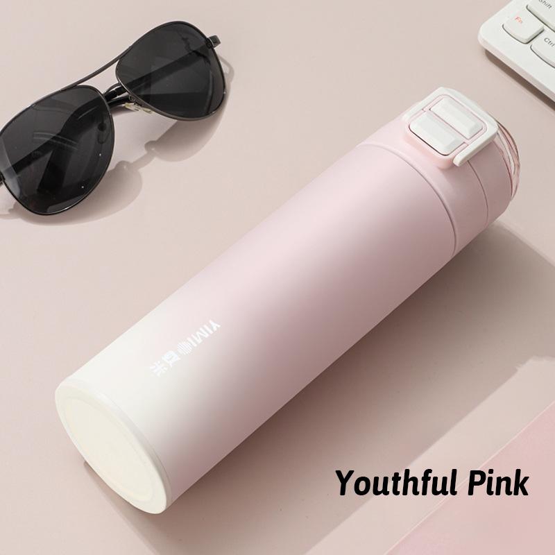 500ml Lightweight Portable Dual Drink OneTouch Insulated Stainless Steel Tumbler Leakproof Thermo Mug Heat Cold Retention Travel