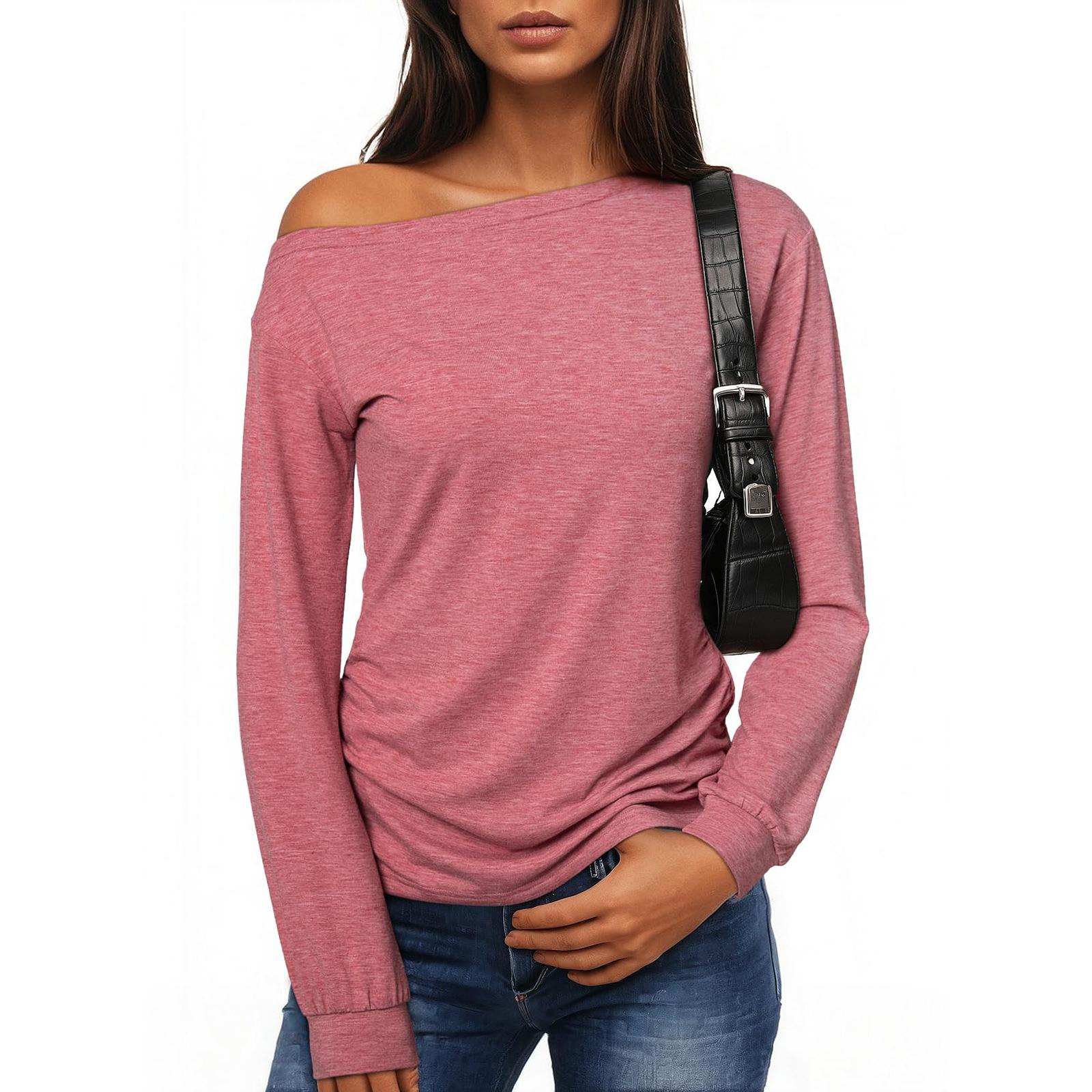 

Женский модный универсальный топ свободного кроя с открытыми плечами однотонный S