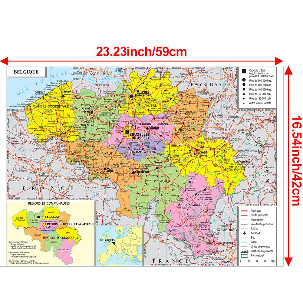 Beļģijas Sienas Karte Plakāts Skolas Klasei