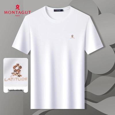 MONTAGUT Men's Embroidered Cotton Blend Short Sleeve T-Shirt
