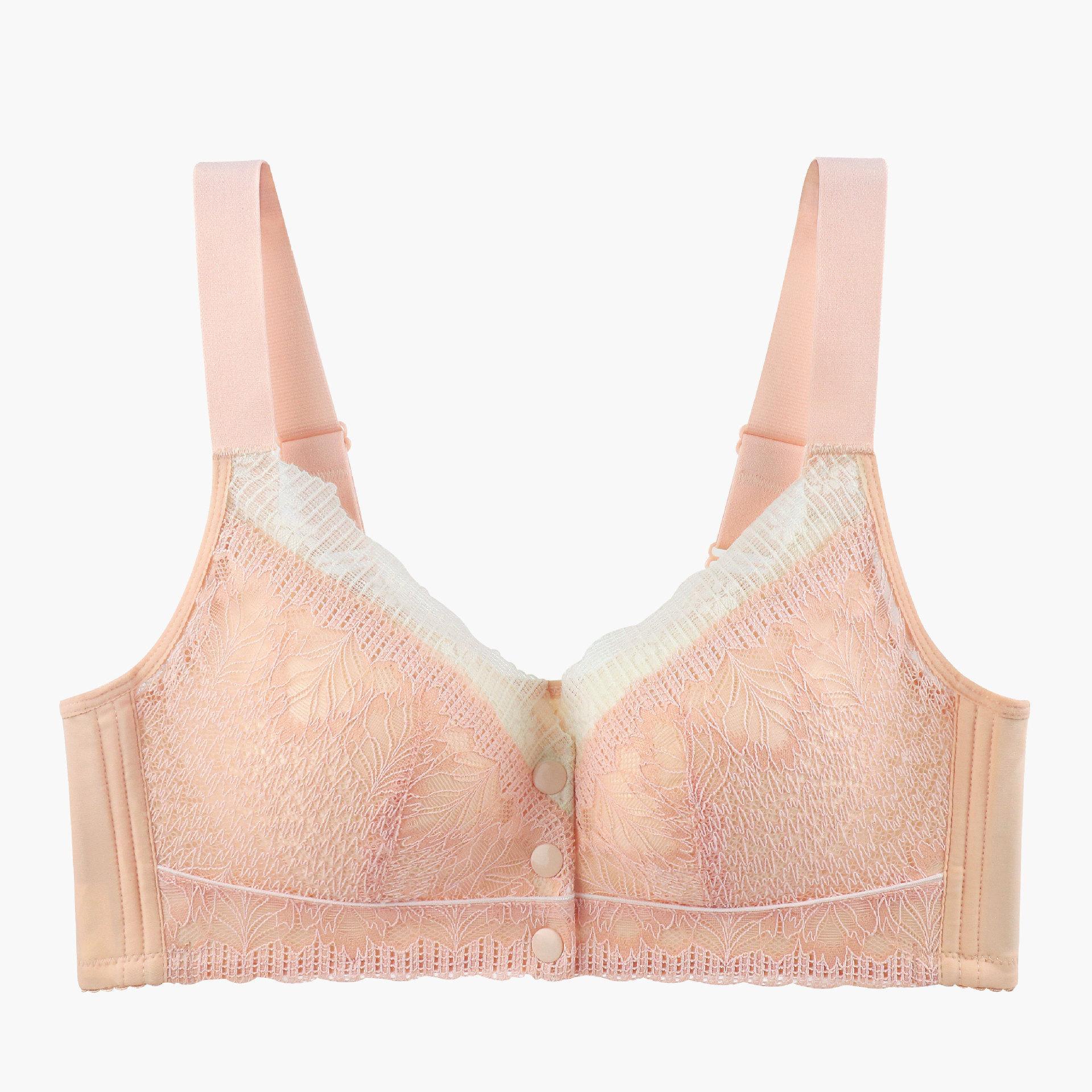 

Изысканное нижнее белье на пуговицах с кружевом спереди, женское нижнее белье с регулируемой чашкой, регулируемый плечевой ремень для среднего и пожилого возраста, без стальных колец, большой бюстгальтер 46/105