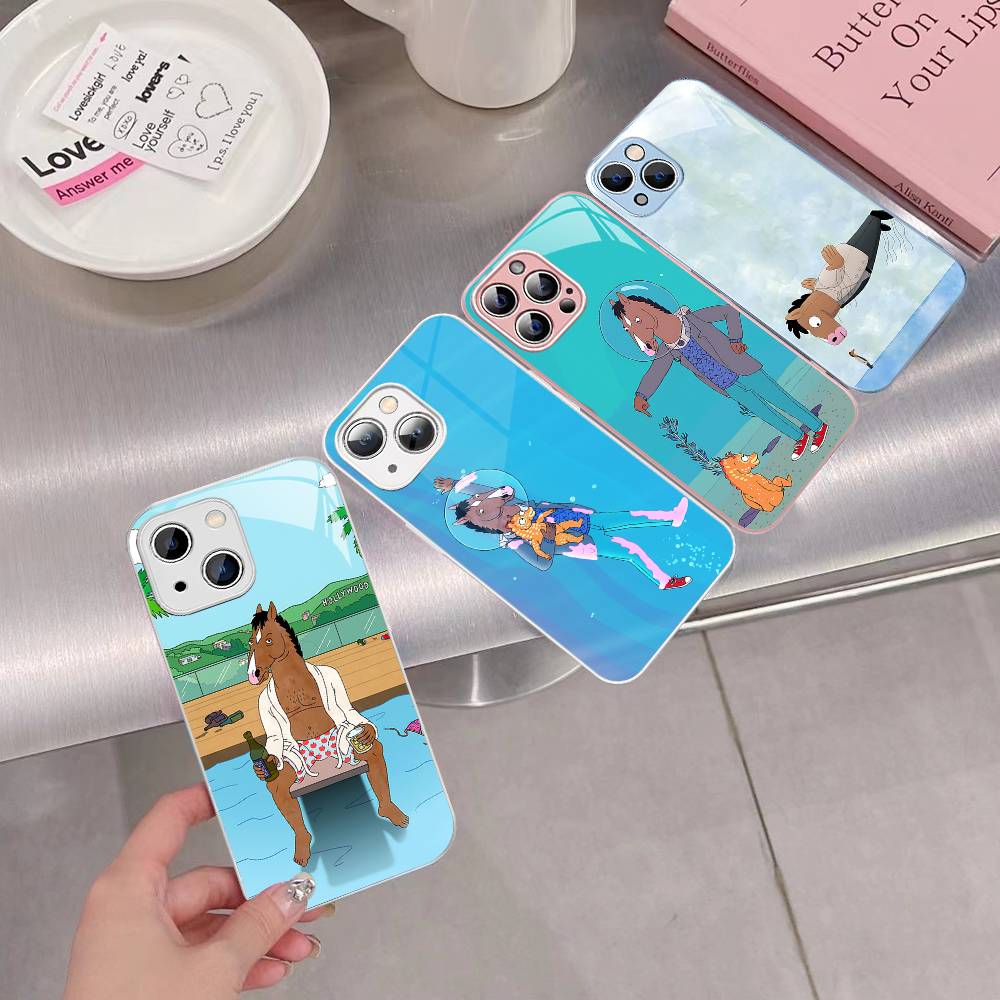Cartoon B-BoJack Horseman For IPhone 14 13 12 Mini 11 Pro XS Max X XR 14 Plus Tempered Glass Cover