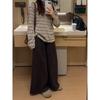 Versatile Striped Crew Neck Long Sleeve T-shirt: Punk-Inspired, Loose Fit, Slimming Korean Style for Autumn/Winter.