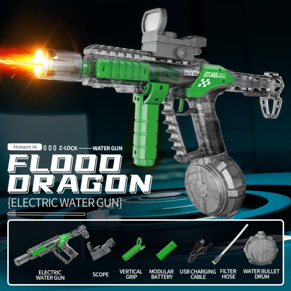 Pistola de Água Elétrica MK9 com Bico de Arma Realista Chama Brinquedo Totalmente Automática Jogo de Tiro de Verão na Praia ao Ar Livre para Crianças