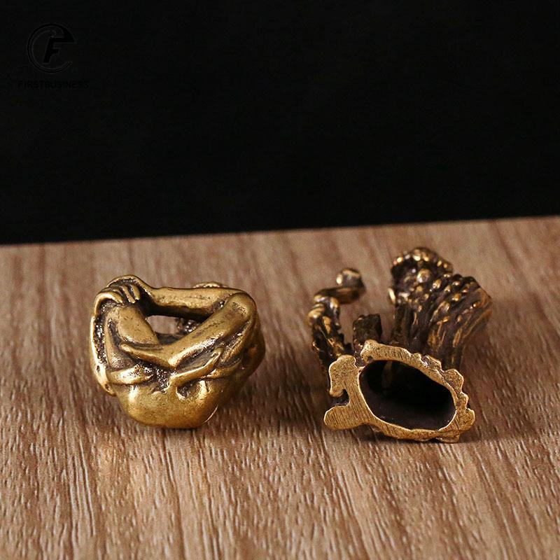 Retro Brass Sitting Bodhidharma Buddha Statue Desk Ornaments Metal Copper Dharma Figurines Miniatures Home Decorations Accessory