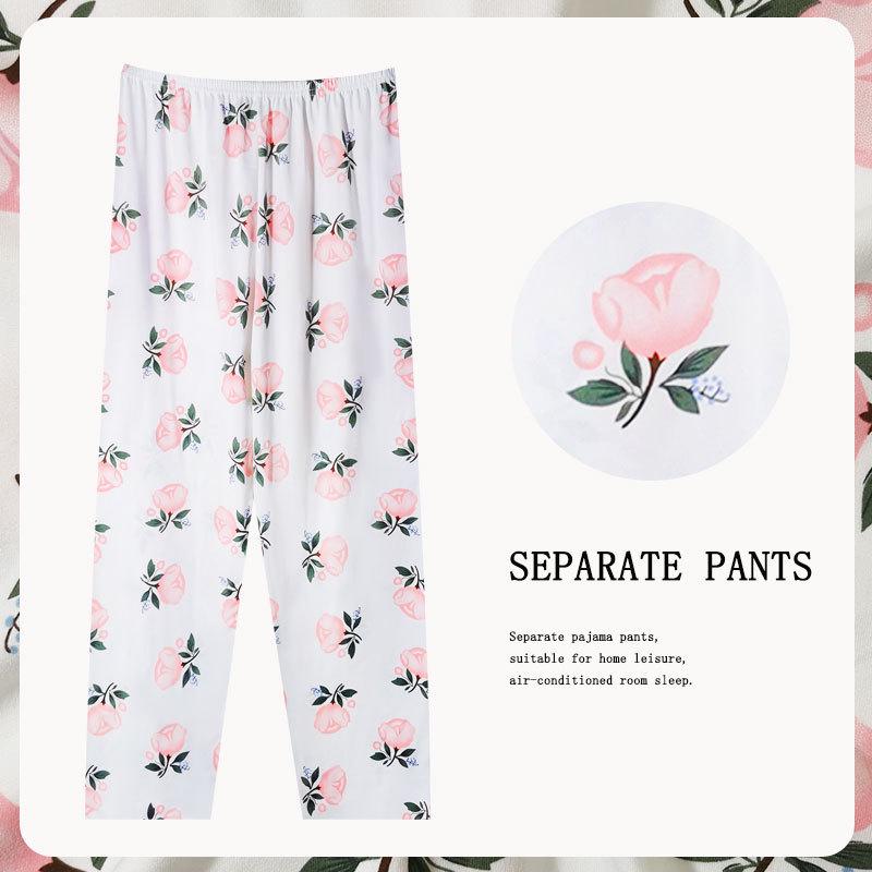Spring/Summer Retro Floral Print Pajama Pants - Women's Korean Style, Suitable for Casual Wear, Loose Fit, Ideal for Spring and Autumn.