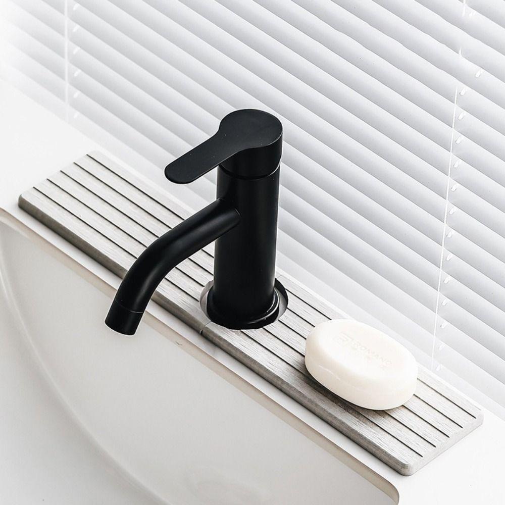 Stripes Pattern Groove Diatom Mud Faucet Absorbent Pad Anti-slip Bathroom Sink Tray  Countertop