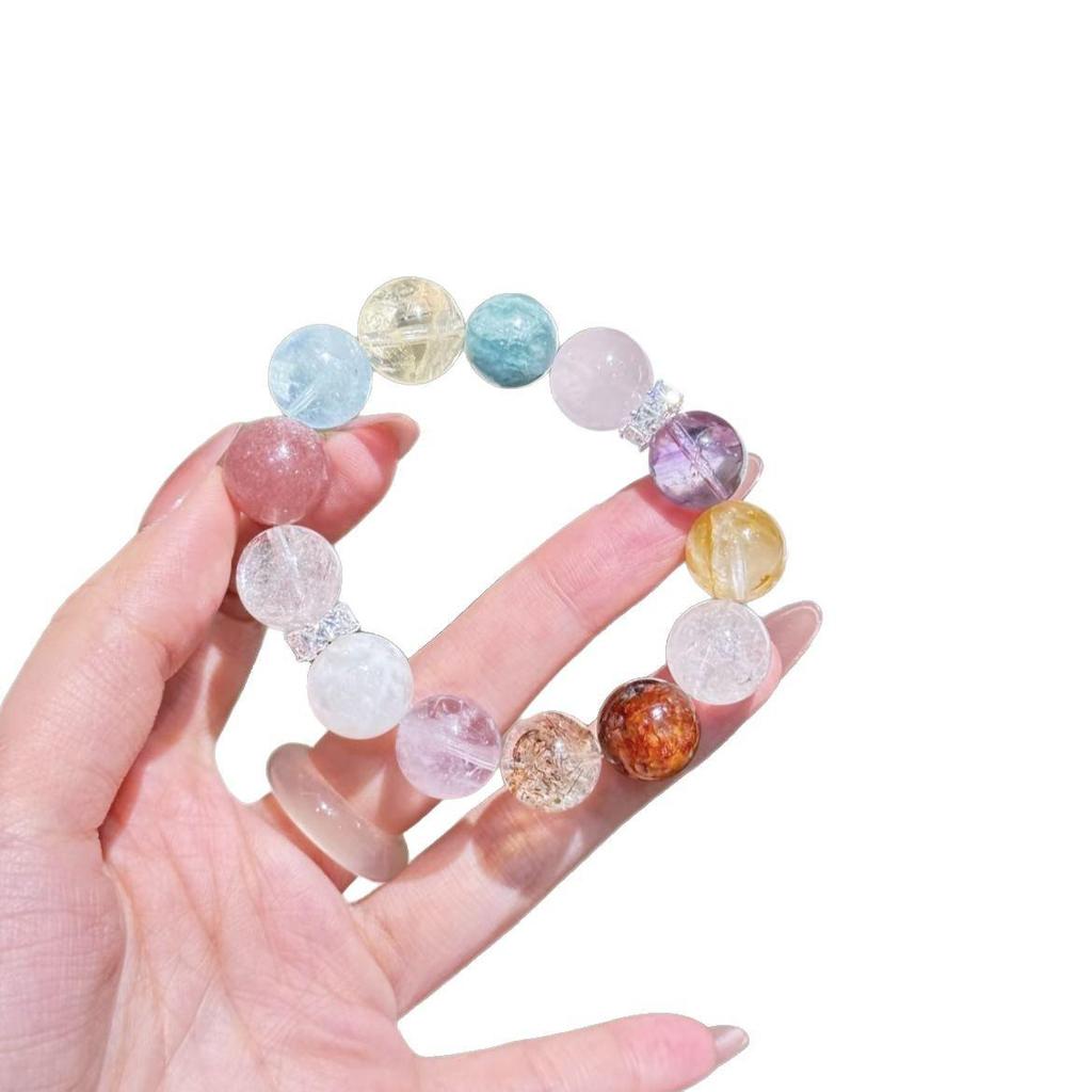 Natural Multi-Treasure Crystal Bracelet - Modern Luxury Design for Women, Dopamine-Inspired, Red Book Edition