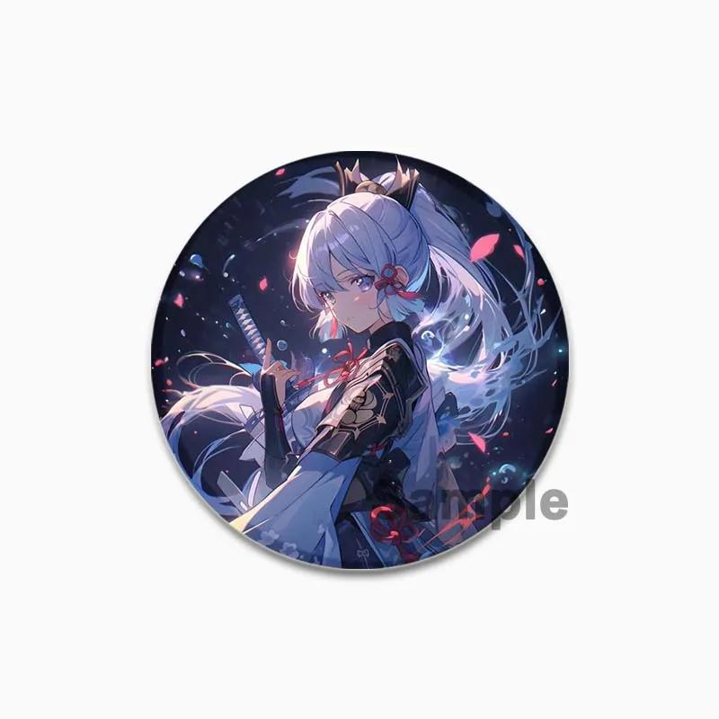 32/44/58mm Kamisato Ayaka Cartoon Badge Cute Tinplate Brooches Handmade Creative Enamel Pins for Clothes Backpack Gift Jewelry Accessories