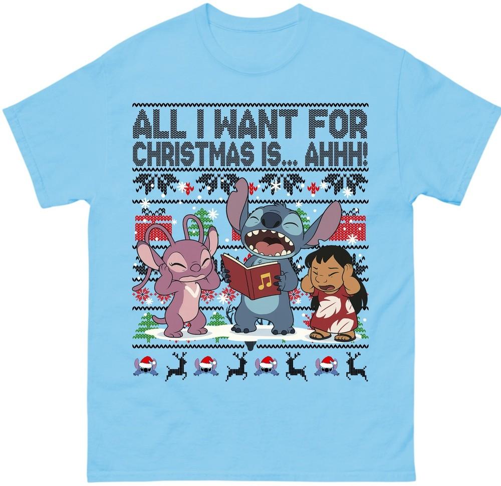 Lilo Stitch Christmas T Shirt Xmas Funny Stitch Tee Shirt Unisex Gift Top S