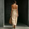 Women's V-neck Wide-leg Sleeveless Belted Long Jumpsuit
