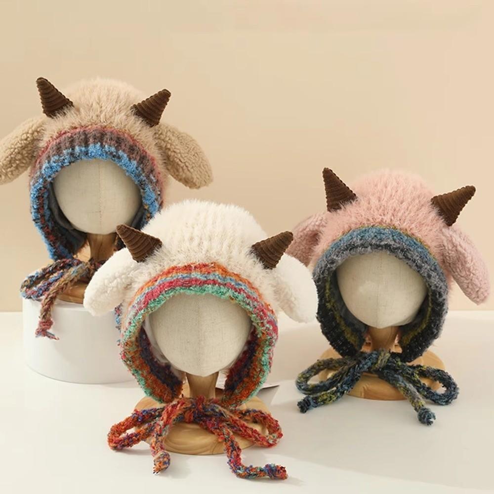 Cartoon Winter Plush Hat Warm Ear Protection Cap Cute Woolen Knit Hats Children