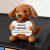 Positive Energy Pocket Hugs Crochet Doll Mini Handmade Knitted Plush Puppy Funny Support Gift With Card