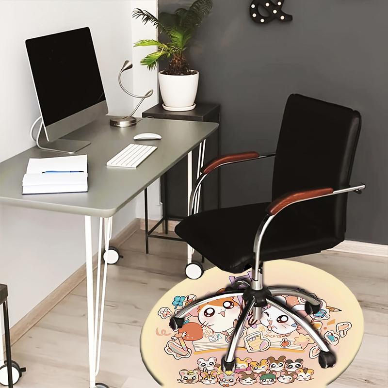 

1pc Cute Hamster Characters Round carpet, Made of Polyester,Perfect for Decorating Office Chairs, Living Rooms,fplt260 80cm by 80cm
