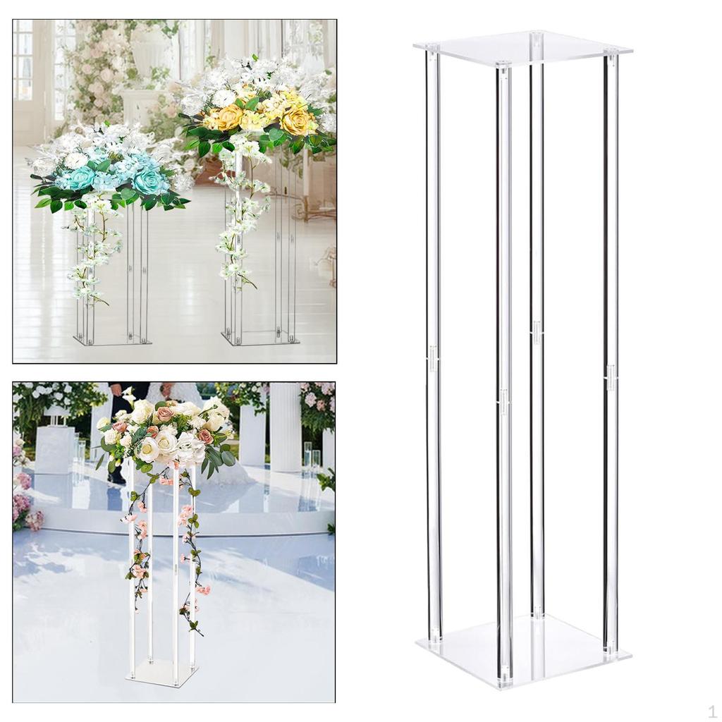 Acrylic Flower Stand Pillar Column Geometric Transparent Pedestal Tall Vase for Home