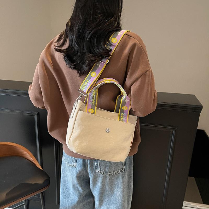 Canvas Bag Women's New Large-capacity Summer Versatile Broadband Messenger Bag College Student Portable Tote Bag