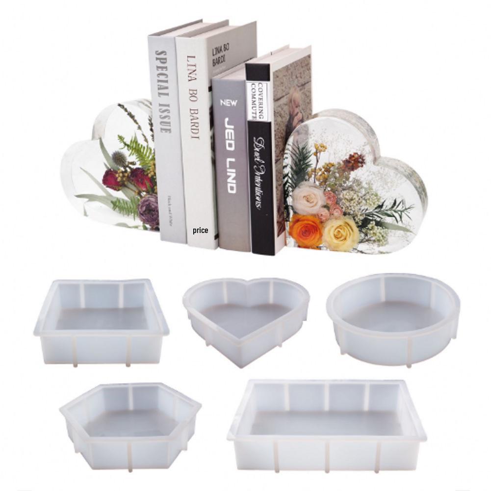DIY Silicone Mold Set: Geometric Cube, Rectangle, Heart, and Round for Crystal Epoxy Resin Specimens and Mirrors
