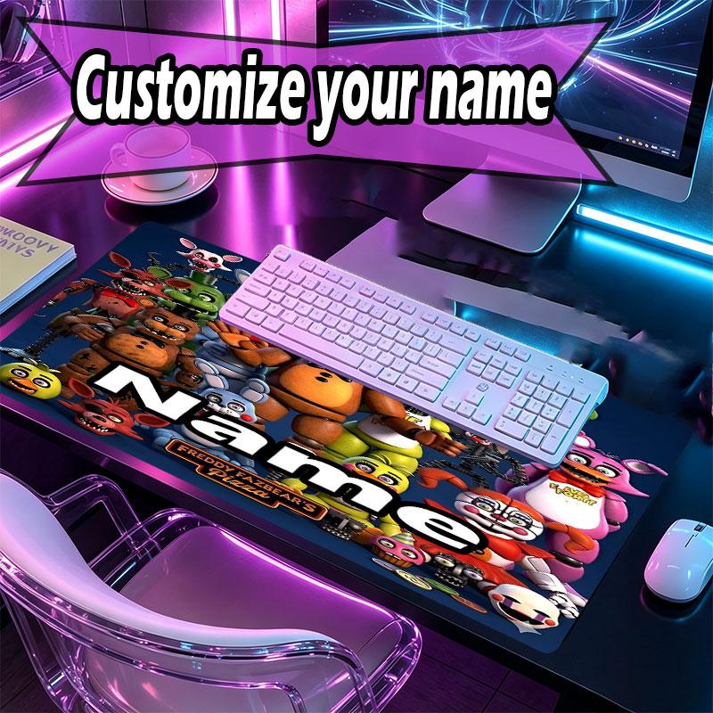 Custom Name Personalized Five Nights at Freddy's Pattern Mousepad, Laptop PC Desk Mat, Decorative Desk Mat for Home Keyboard Pad Gift