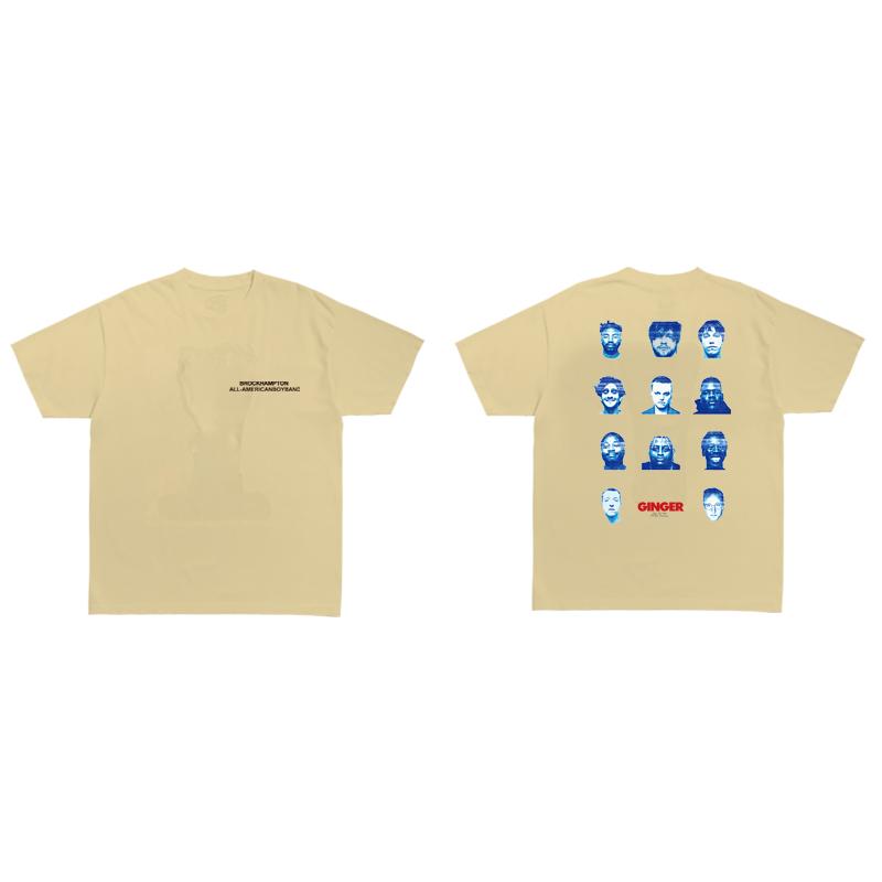 New Casual Brockhampton All-American Boyband T-Shirt Men GINGER Face Print Harajuku Tee Shirt Colorful Funny T Shirts Cotton Top