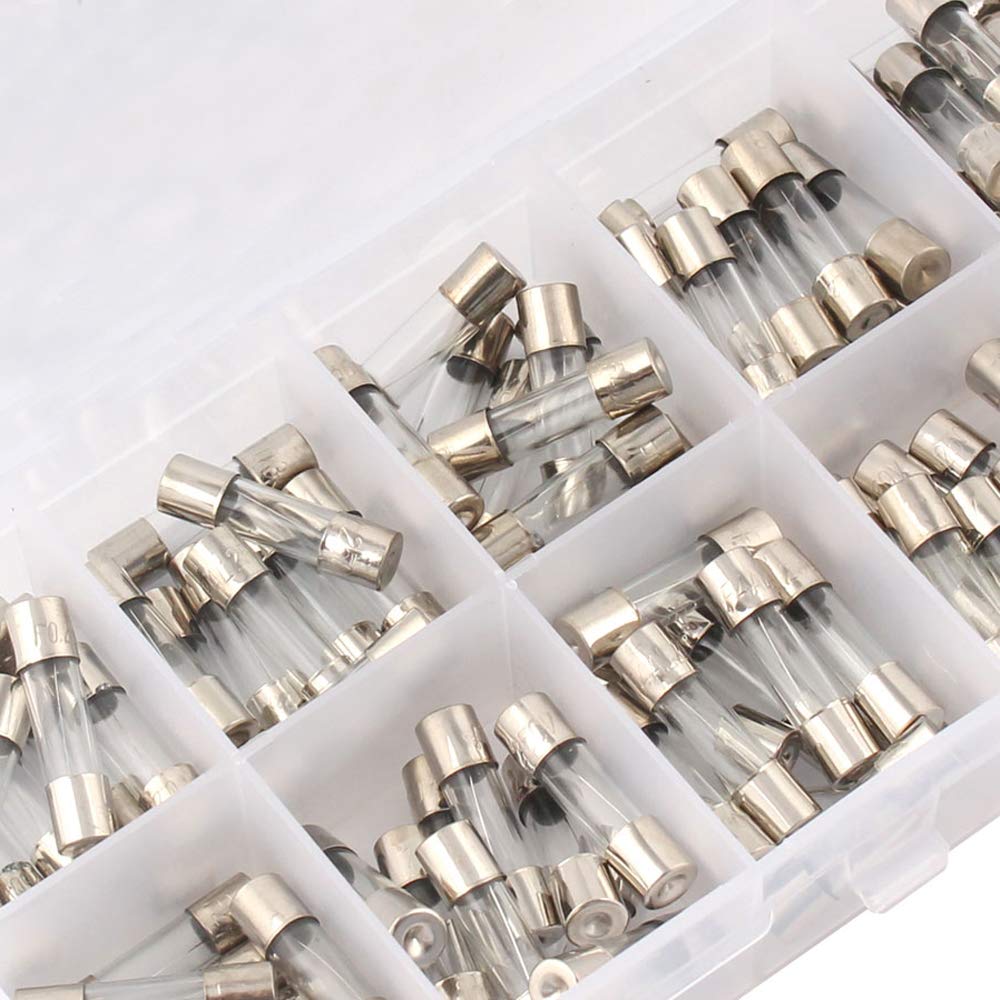 100pcs Fast-Blow Glass Fuses Assorted Kit 10Values Amp 5x20mm 250V 0.2 0.5 1 2 3 5 8 10 15 20A Quick Blow Tube Fuses Replacement Fuses4