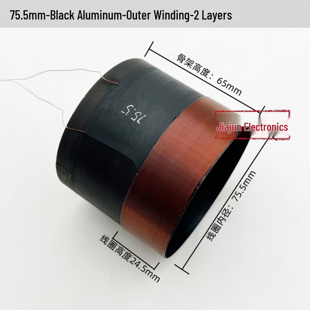 Black Aluminum Woofer Voice Coil Repair Kit - Core Wire: 25-125, Coil Sizes: 65.5mm, 75.5mm, 99.5mm