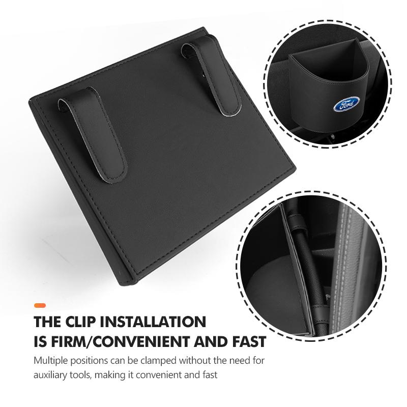 Car Door Leather Trash Can Auto Hanging Rubbish Storage Bag For Ford mk2 mk3 Ranger Mondeo mk4 S-MAX Kuga Mustang Fusion