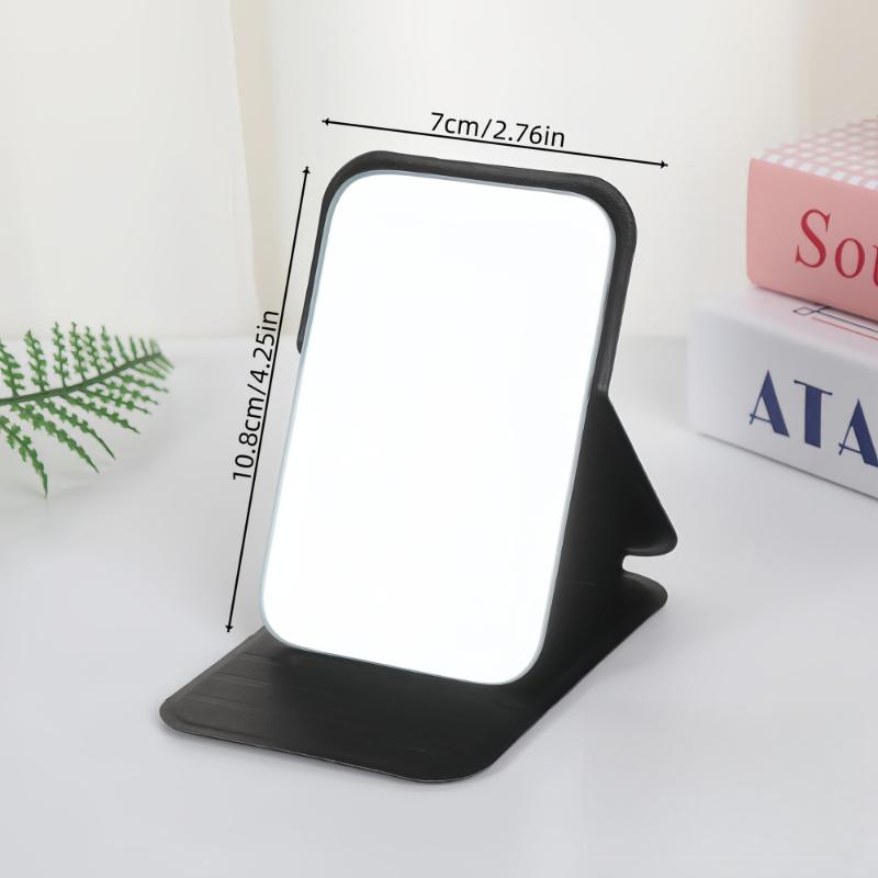 Rectangular Foldable Vanity Mirror, Portable Korean Style Travel Makeup Mirror with Stand Compact Handheld Beauty Gift for Women