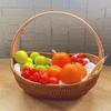 Rattan-Look Iron Frame Handbasket: Plastic Woven Flower, Vegetable, Shopping, Wedding Gift, Outdoor Restaurant Storage Basket.