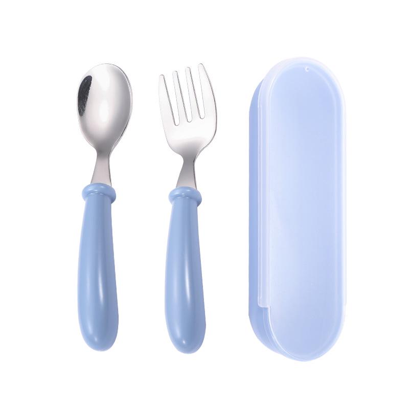 304 Stainless Steel Children's Tableware Set: Spoon, Fork & Box - Perfect Gift for Babies & Mothers