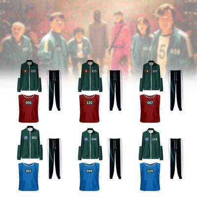 3. Sezon Kalamar Oyunları Kostümü Üç Parça Set Kore Gizlenmesi Erkek Takımı Mavi Takım için Spor Üniseks Sweatshirt'ler Spor Takımı