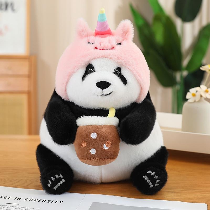 Kawaii Simulation Cosplay Panda Dragon Bamboo Fruit Black And White Plush Dolls Decorate The Bedroom Fubao Sisters Plush Doll