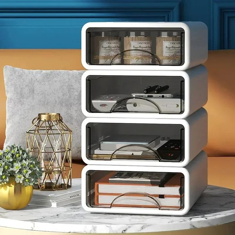 Plastic Box Desktop Organizer Drawer Makeup Storage Box Jewelry Container Stackable Large Mask Office Storage Medicine Dustproof